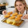 Cooking Wire Rack Stainless Steel Pans Non-Stick With Cooling Rack Square Pan With Strainer Multi-purpose Flat Pan For Cooking