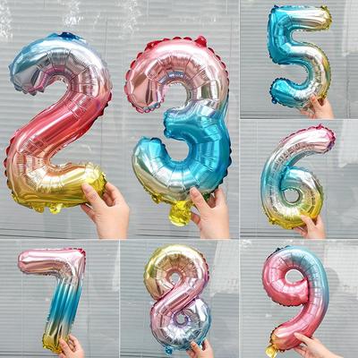 16-inch Gradient Rainbow Number Balloon for Baby's First Birthday or Anniversary Celebration Decorations