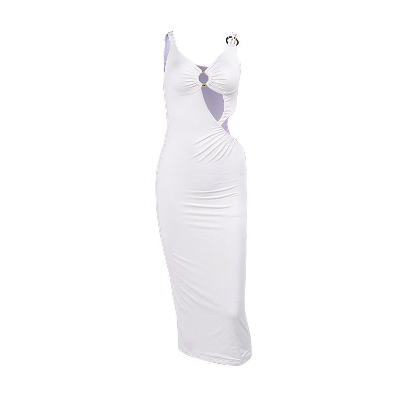 European and American women's dresses, new long dresses, sexy party hollow buttocks suspender skirts