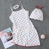 Parent-Child Matching Cotton Pajamas Set - Women's Tank Top & Shorts with Children's 7-Piece Homewear.