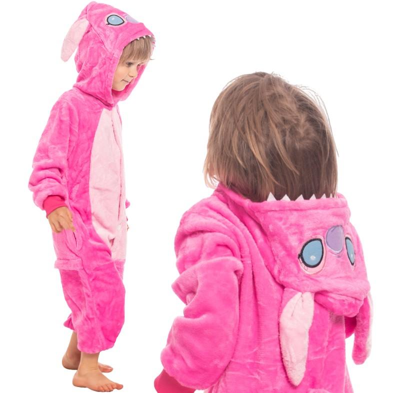 Piżama dla dzieci dziecięca kigurumi onesie kostium stich różowy 115-125 cm