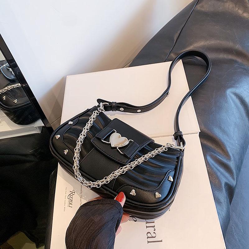 

Сумка подмышки, женская нишевая дизайнерская высококачественная сумка через плечо, седельная сумка интернет-знаменитостей с горячей цепочкой one size чёрный