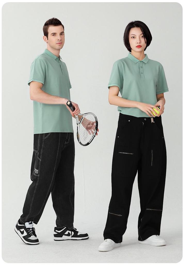 Unisex High-End Solid Color Sports Polo Shirt for Summer Activities