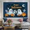 Happy Halloween Backdrop Neon Pumpkin Bat Skull Cemetery Photography Background Halloween Party Photo Booth Decor Banner Gift511