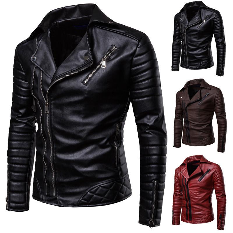 European and American men's leather jacket men's fashion locomotive leather jacket pu jacket leather jacket m-xl