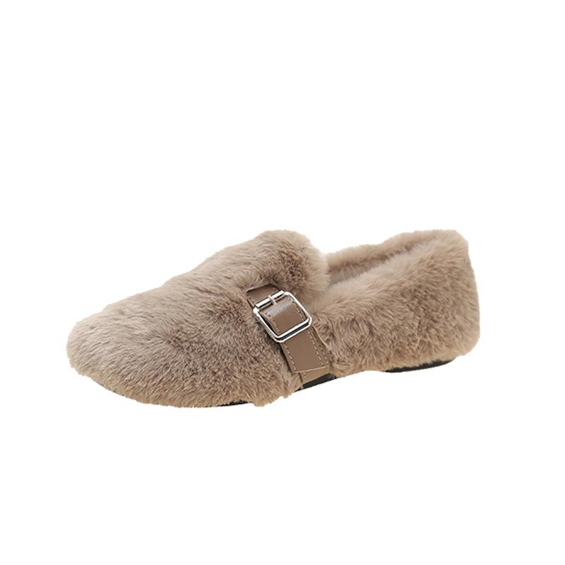 Mao Mao shoes women's winter new flat-bottomed beanie shoes with fleece warm cotton shoes women