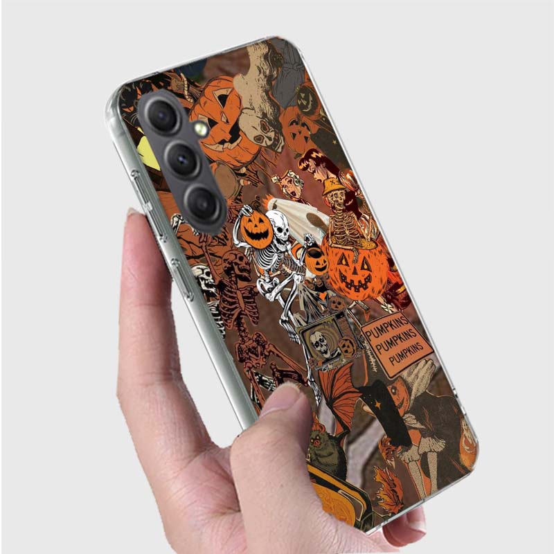 Halloween Fall Art Witch Cat Phone Case for Samsung A16 A26 A36 A56 A17 A37 A57 A07 A06 A02S A03 A04S A05S Galaxy Note 20 10 A50