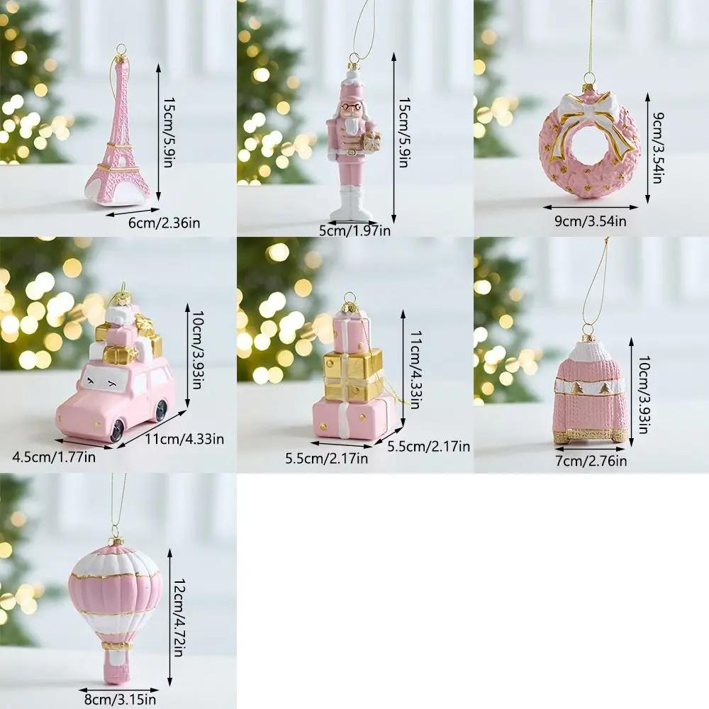 Pink Christmas Hanging Decoration Plastic Wreath Car Xmas Ornament Ball Party Supplies Soldier Christmas Tree Ornament Christmas