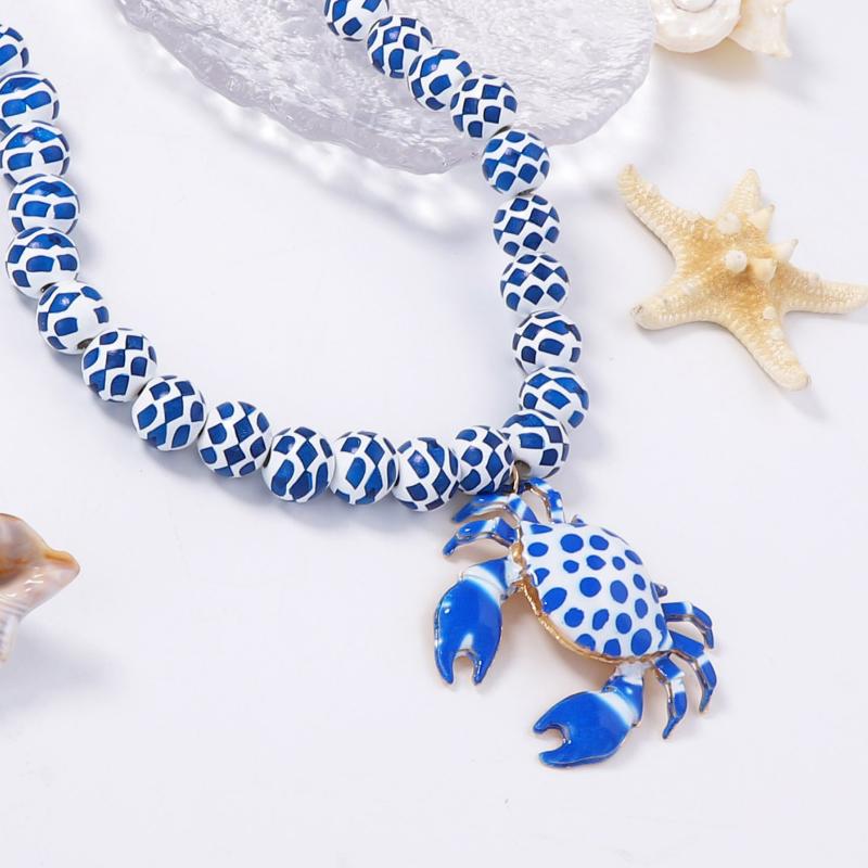 Women'S Acrylic Red Crab Pendant Necklaces Pool Accessories Ocean Style Crab Hip Hop Necklace Pendant Party Jewelry Decor