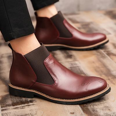 Luxuriöse Herren Chelsea Stiefeletten Rotbraun Schwarz Formell Klassisch Lässig Mode Designer Leder Business Atmungsaktive Schuhe für Herren