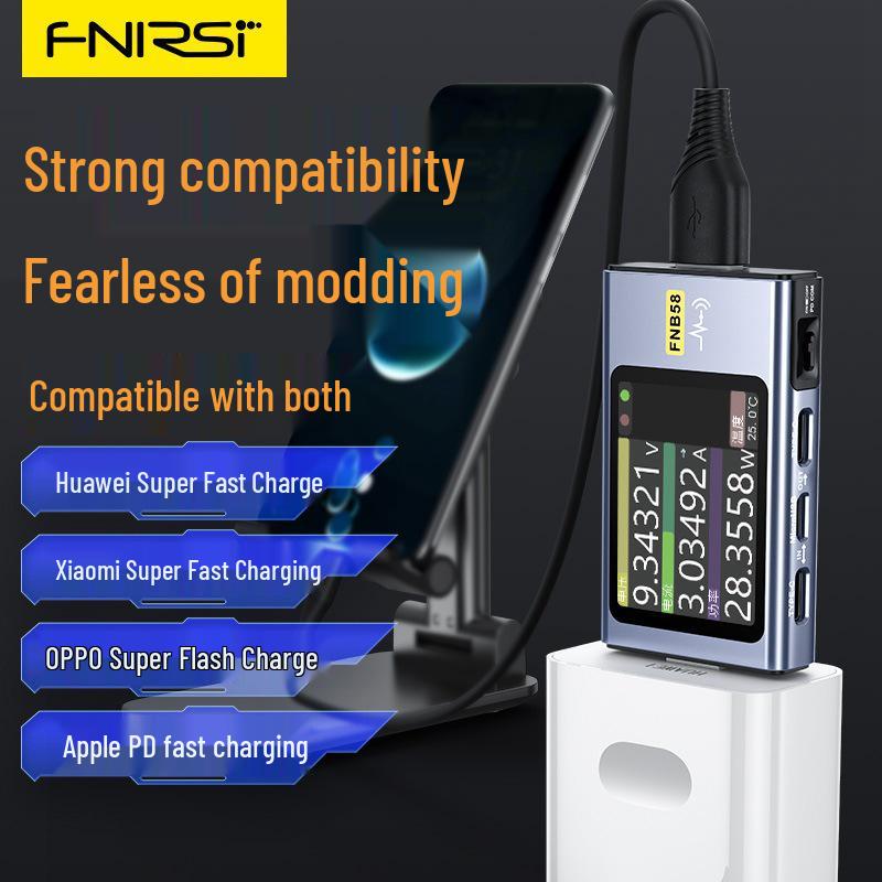 

FNIRSI-FNB58 USB-C Voltage & Current Meter: Multifunction Fast Charging Tester with QC/PD Detection FNB58 No Bluetooth (Black) Chinese