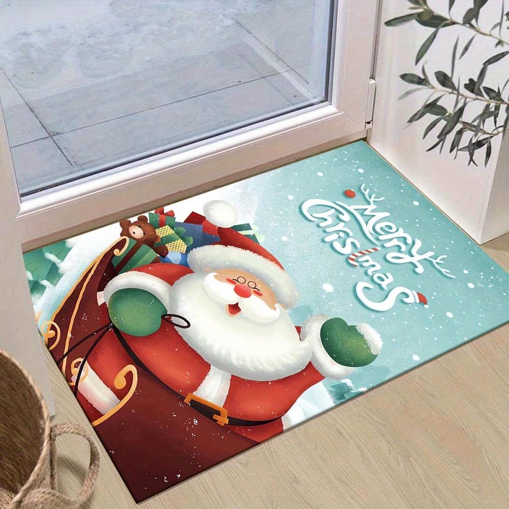 

1pc Christmas Themed Rug, Santa Claus on A Sleigh Print, Bedside Carpet, Non slip Laundry Room Mat, Machine Washable Water Absorbing Entranc 60cm by 90cm