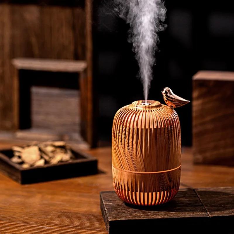 Creative Imitation Wooden Birdcage Humidifier 280ml USB Aroma Diffuser Atomizer Mini Home Atmosphere Humidifier for Bedroom