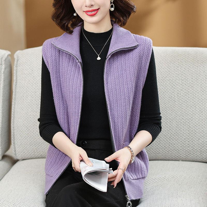 Strickweste für den Frühling für Mütter und ältere Frauen im mittleren Alter und im Herbst, kurze Strickweste