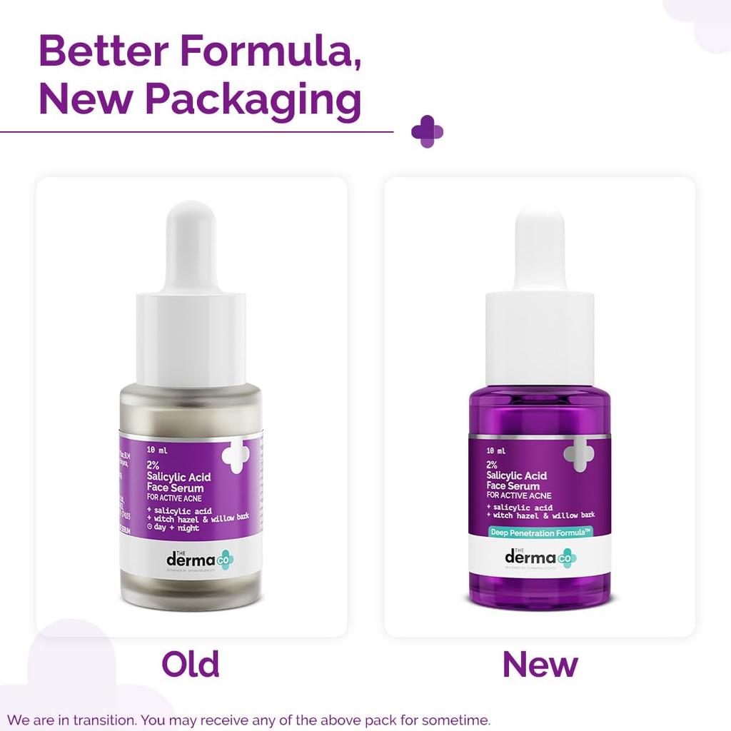 The Derma Co 2% Salicylic Acid Face Serum 10 Ml Pack for Acne Control, Pore Tightening & Exfoliation