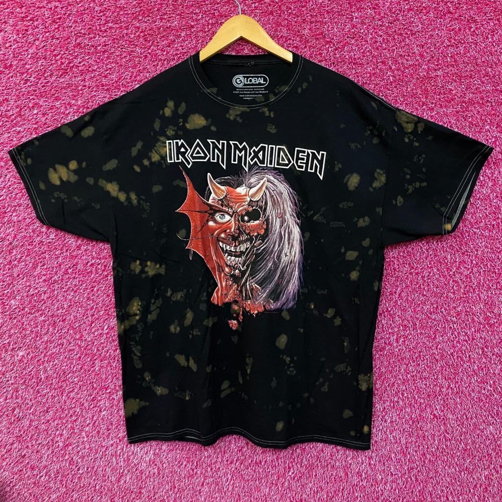 T-shirt Oversize Iron Maiden Purgatory con tintura bleach