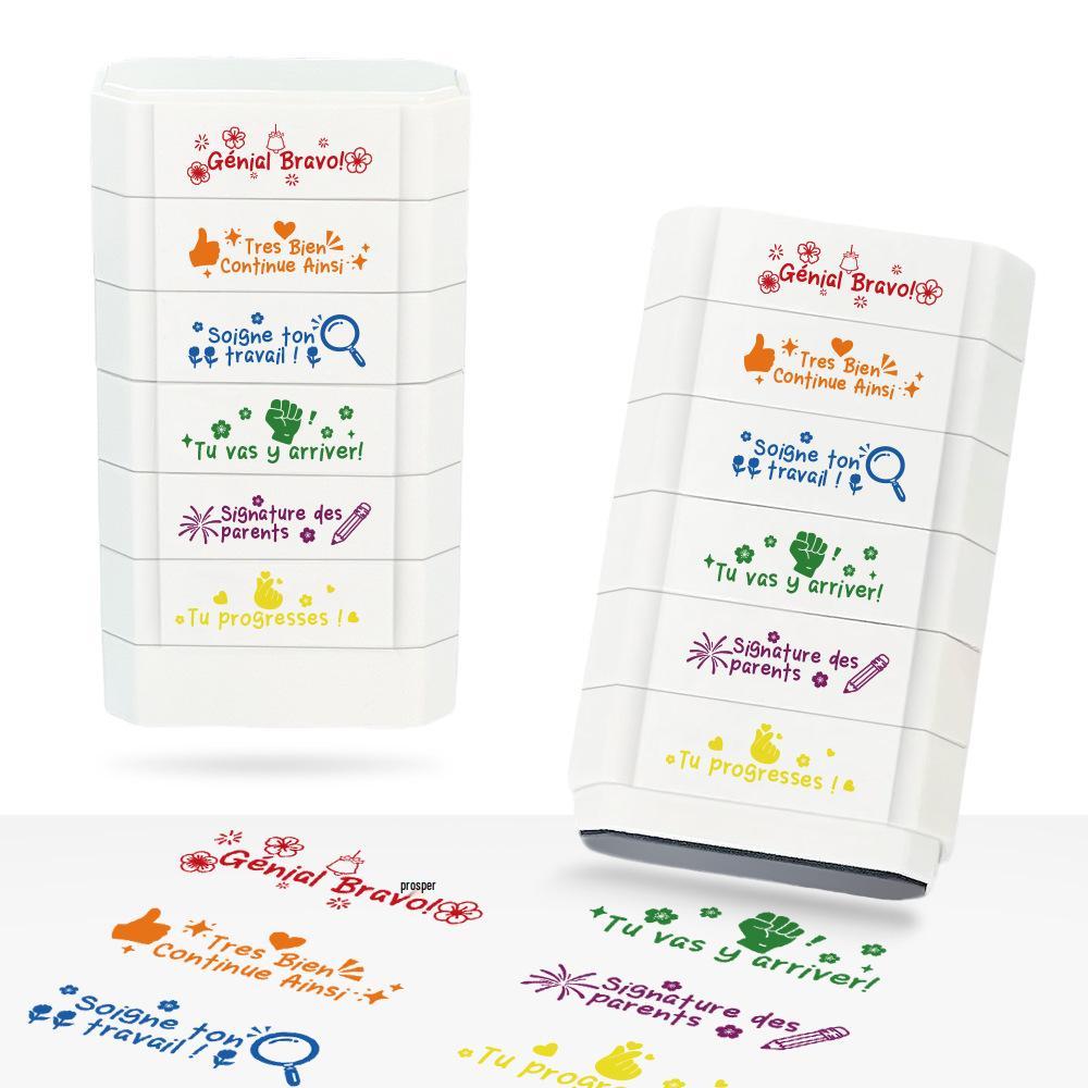6-in-1 Teacher's Multi-Layer Stamp: Building Blocks, Scoring, Weather, Drinking Water, Encouragement