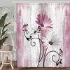 Wood Paneled Flower Shower Curtain, Vintage Flower Farm Cart Sunflower Butterfly Lavender Geometric Bible, Bathroom Decoration