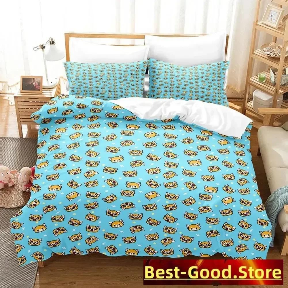 Aggretsuko Anime Parure De Lit Printed Bed Set Duvet Cover Pillowcase Bedding Set Linen Sheet Quilt Cover Full Queen King Size