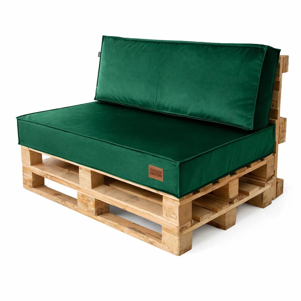 Pallet cushions - upholstery set 120/80/15 FOAM Bottle green/leaves, 1x 120/40