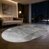 Grey Modern Geometric Style Oval Fluffy Carpet Decoration Living Room Easy Clean Soft Rug Large Area Non-slip Coffee Tables Mats