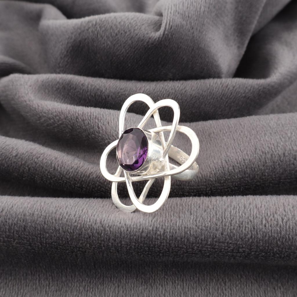 Amethyst Gemstone Ring, Handmade Gorgeous Jewelry, 925 Solid Sterling Silver Jewelry, Bohemian Ring For Wedding Gift