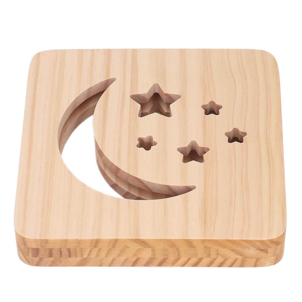 Wooden 3D LED Light Hollow Moon Star Pattern Eye Protection USB Power Supply Warm White Night Lamp f