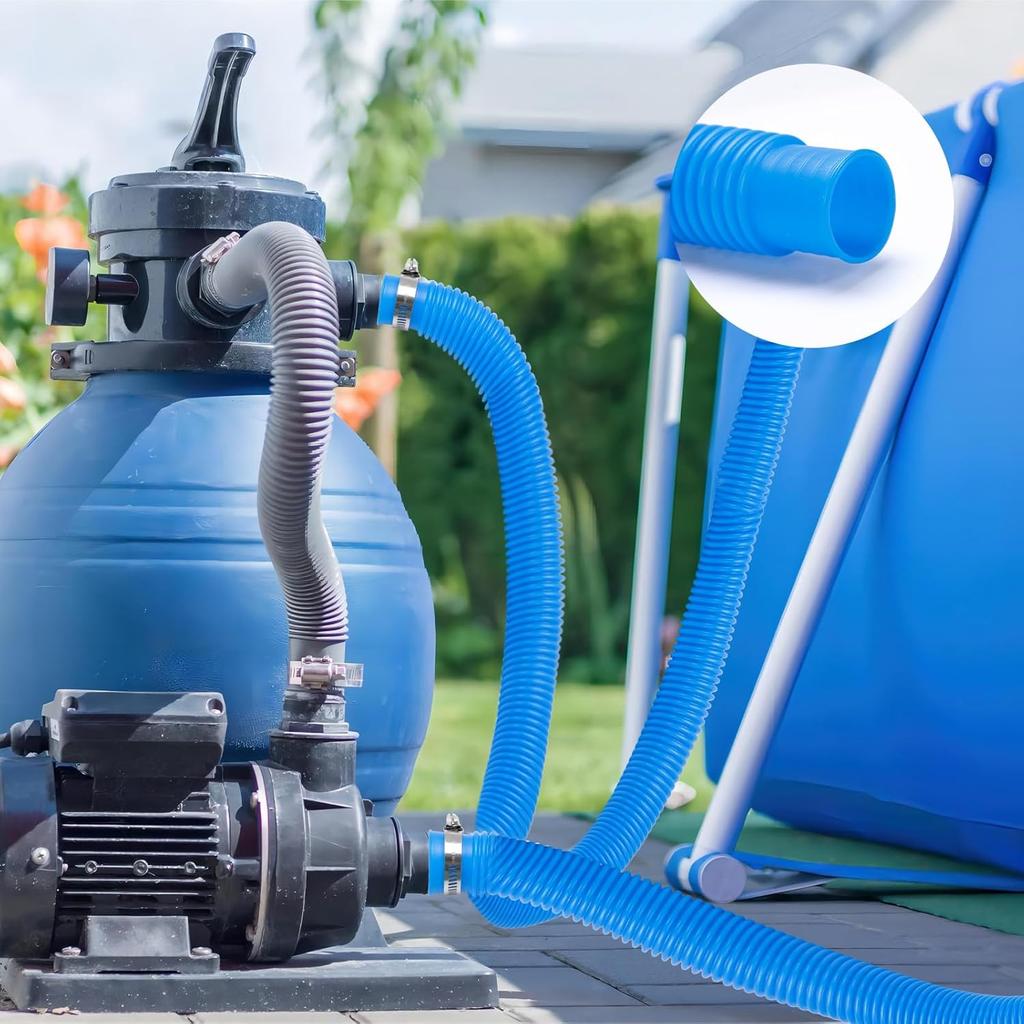 Pool Pump Hoses 1.25 Inch X 59 Inch Filter Pump Replacement Pool Hose For Above Ground Pools Flexible PE Tube For Swimming Systems (4 Pcs Blue)