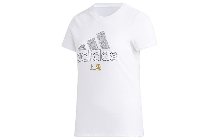 Adidas T Shirts Women s White Crew Neck Moderate Straight Fit GK4649 M