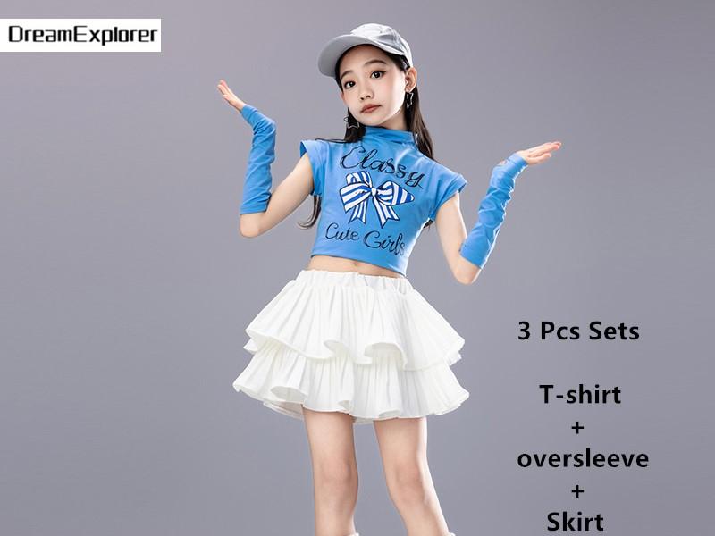 Hip Hop Mädchen Süßigkeiten Crop Top Street Dance Stufenröcke Kinder Süßes Streetwear Kind Jazz Cheerleader Kostüme Kleidung Sets