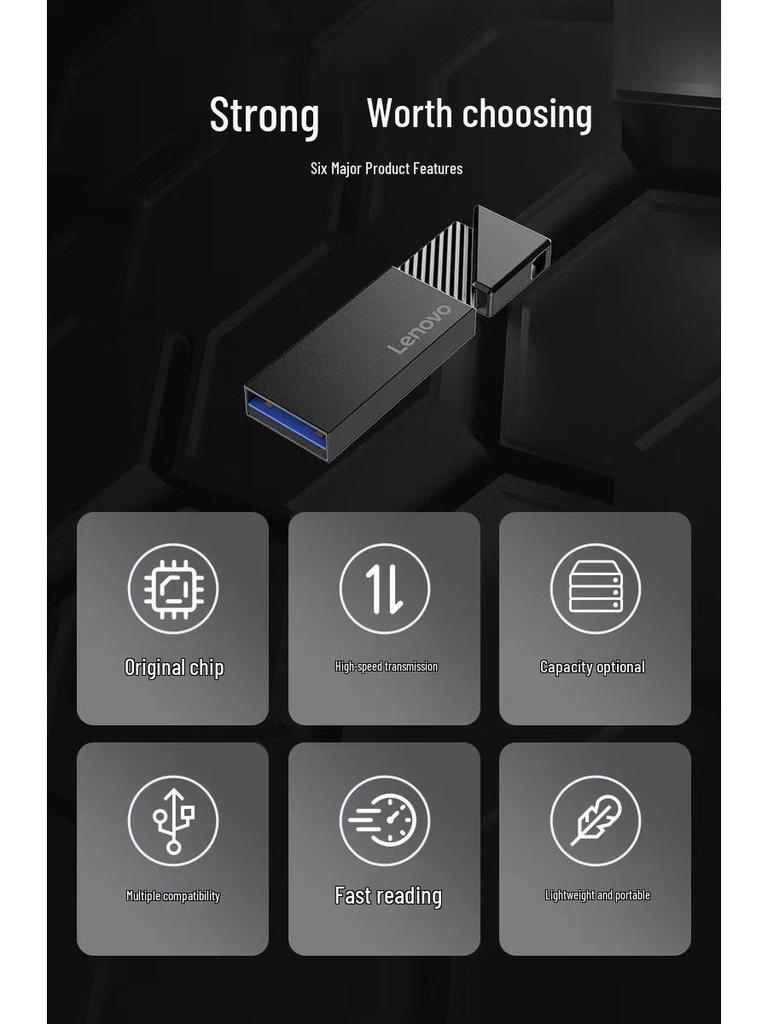 Lenovo High-Speed USB Drive LD310: 8GB, 16GB, 32GB, 128GB Options - Ideal for Business, Mobile, Wedding Gifts, Engravable