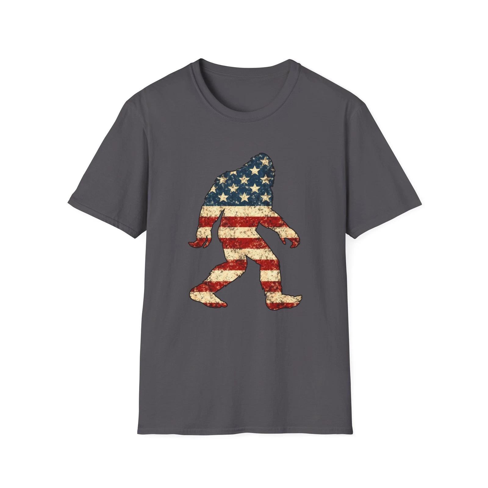 American Flag Bigfoot Vintage Patriotic Sasquatch Tee 140