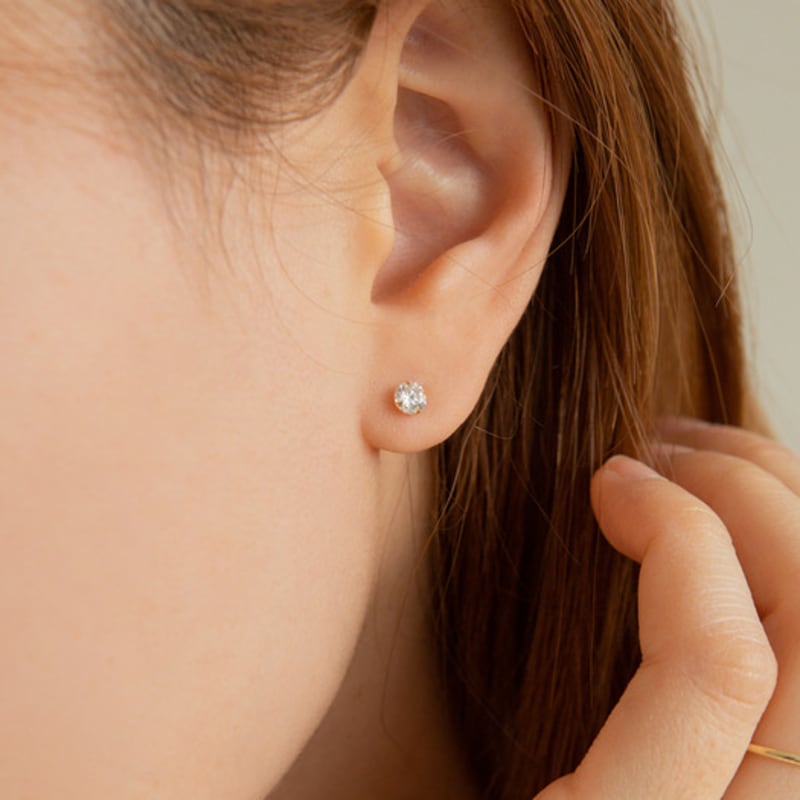 LUNNE 14k Simple Cubic Earrings (14k Gold) #ES01