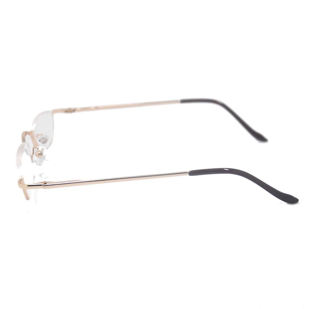 Qi Song Set Retro Glasses Metal Reading Glasses Stylish Reading Glasses Portable Senior Glasses with Case Cloth Prescription To Gold [Qi Song]