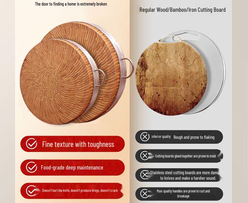 Round Nan Bamboo Extra Thick Chopping Block: Mold-Proof, Heavy-Duty Cutting Board for Meat