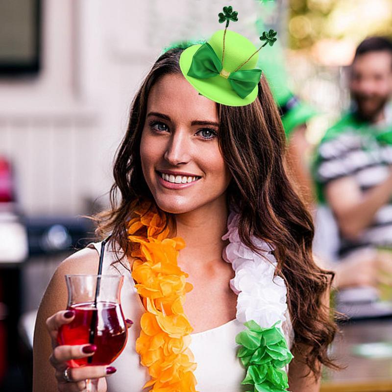 1pcs Saint Patricks Day Top Hat Holiday Green Caps Dress-up Costume for Irish Festival Party and Tree Topper Accessory Props