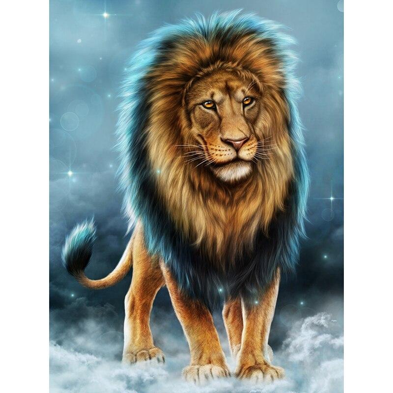 

Новий 5D DIY алмазний живопис Лев Алмазна вишивка Тварини Повне кругле свердло Ремесла Домашній декор Ручний подарунок Full Round 20x25CM