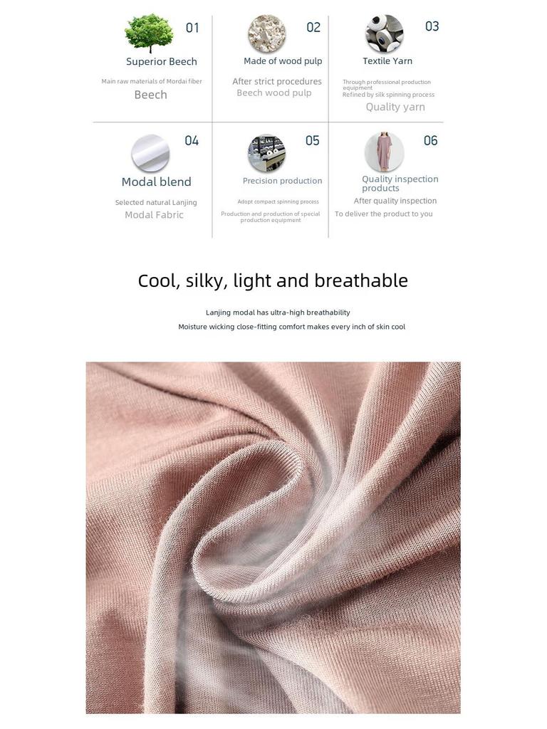 Sommer Damen Kurzarm Modal Nachthemd: Lockerer Umstandspyjama in Übergröße, langer Rock