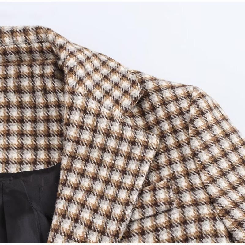 Fashion Plaid Overcoats Women Loose Lapel Button Long Sleeve Lady Coat Elegant Autumn Winter Fashion Female Outerwear