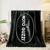 Moto Guzzi Oval White Logo on Solid Black Blanket Throw, Monochrome Italian Brand Style Design, Cozy Fan Bedding and All Seasons Gift