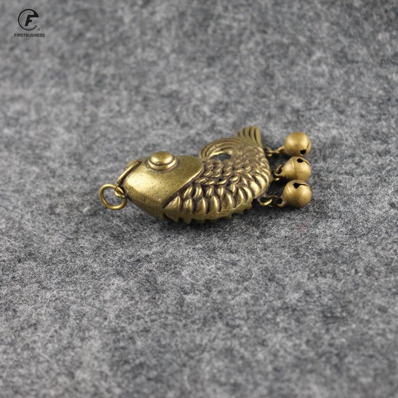 Copper Carp Bell Small Ornaments Desk Christmas Gift Decorations Retro Brass Keychain Pendants Feng Shui Home Decor Living Room