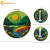 CHENISTORY Diy Poke Wool Felt 20x20cm Frame Wool Felting Painting With Embroidery Complete Kit Waterfall Landscape Wool Felting