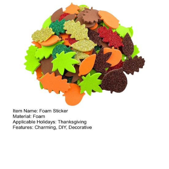 500Pcs Foam Stickers Maple Leaf Self-Adhesive Glitter Fall Stickers Kids DIY Crafts Party Supplies for Thanksgiving Harvest Decoration