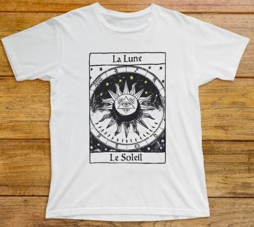 

La Lune Le Soleil T Shirt 641 The Moon Sun France Tarot Mystical Astrology Tower 2XL