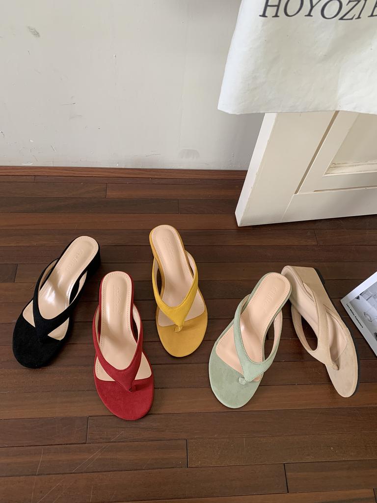 Women'S Shoes Wedge Heel High Heel Redpinch Feetflip Flop Slipperszi Outdoor Wear Summerskirt-Matching Yellow Slide Sandals Sandals