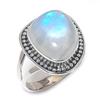 Natural Rainbow Moonstone Gemstone 925 Solid Sterling Silver Gift Ring S.6 Y5A58