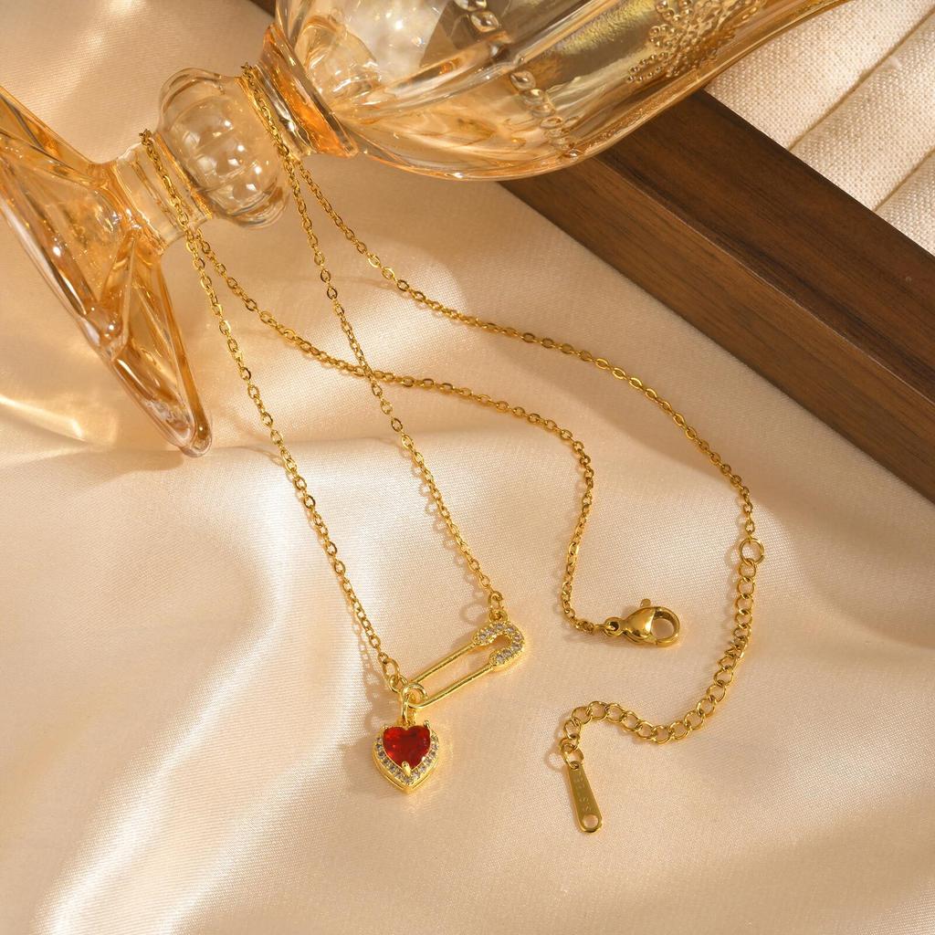 Stainless Steel Jewelry Safety Pin Pendant Necklaces For Women Chokers Adjustable Chain Gift For Mom Girlfriend Valentine's Day