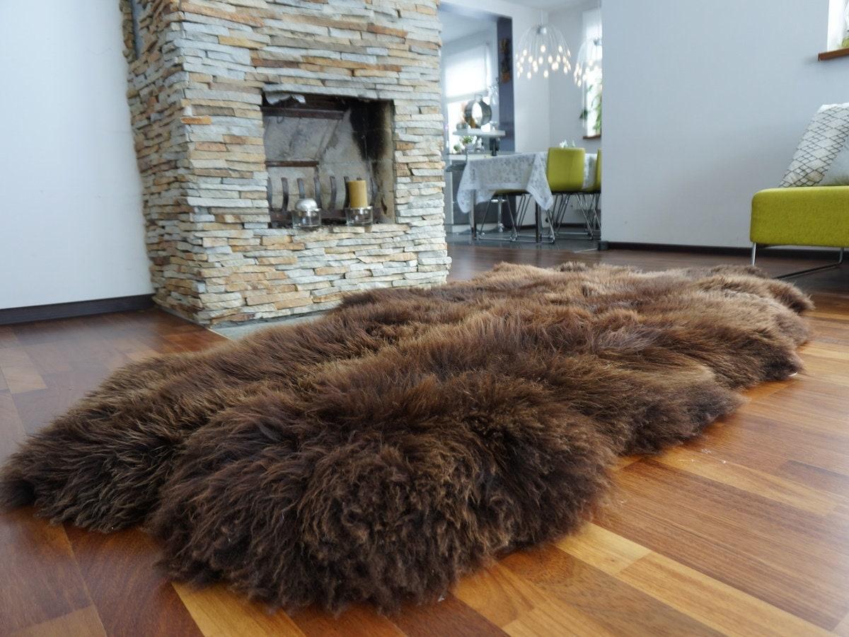 Brown Sheepskin Rug Made From 4