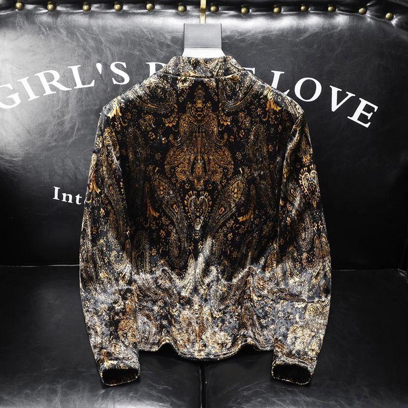 Printemps Automne Homme Nouveau Pull Col Mi-Haut Imprimé Patchwork Mode Ample Confortable Décontracté Hauts à Manches Longues