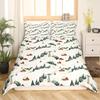 Ski Theme Duvet Cover Green Pine Cable Car Bedding Set Country Style Three-Piece Set